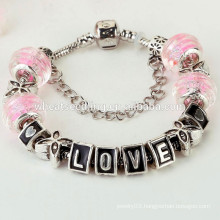 New arrival love pendants pink crystal beads fashion bracelet